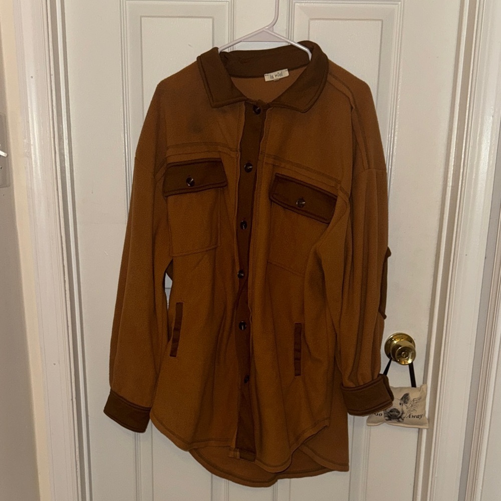 La Miel rust fleece shacket